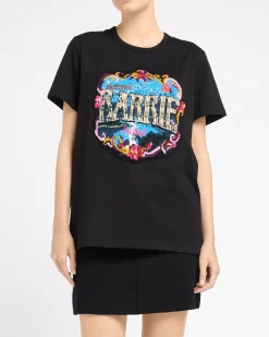 Women Barrie T-Shirt with Greetings patch in cashmere