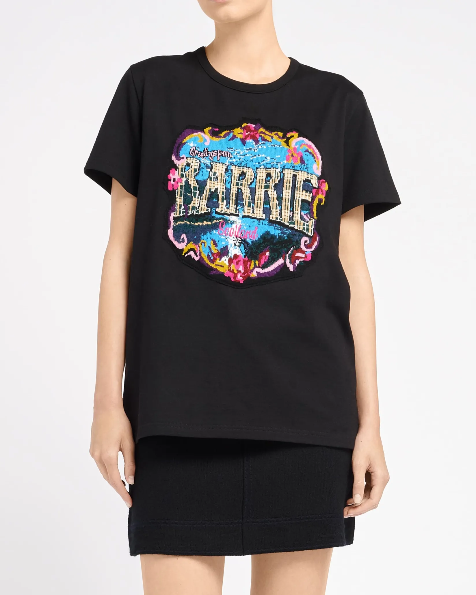 Women Barrie T-Shirt with Greetings patch in cashmere