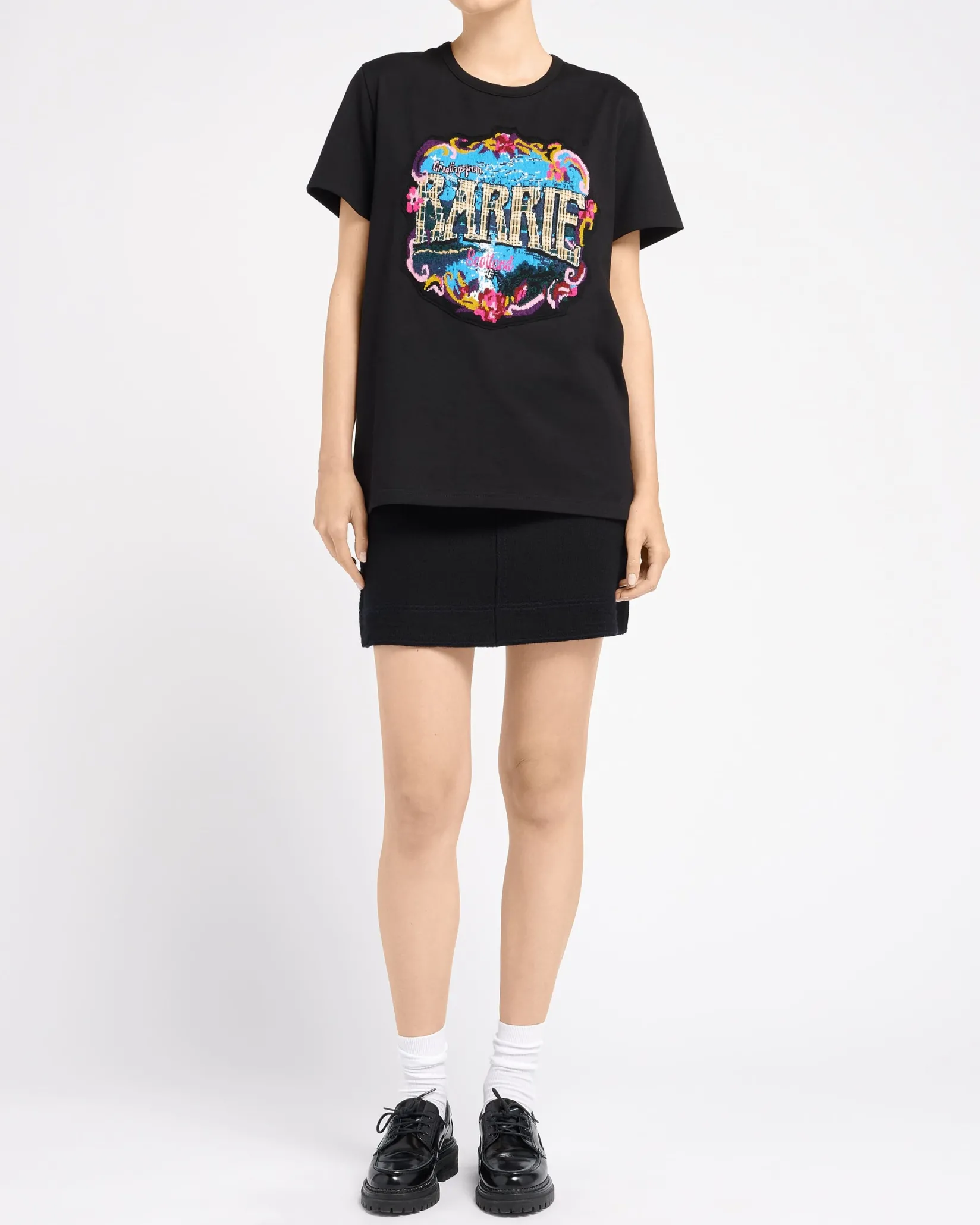 Women Barrie T-Shirt with Greetings patch in cashmere
