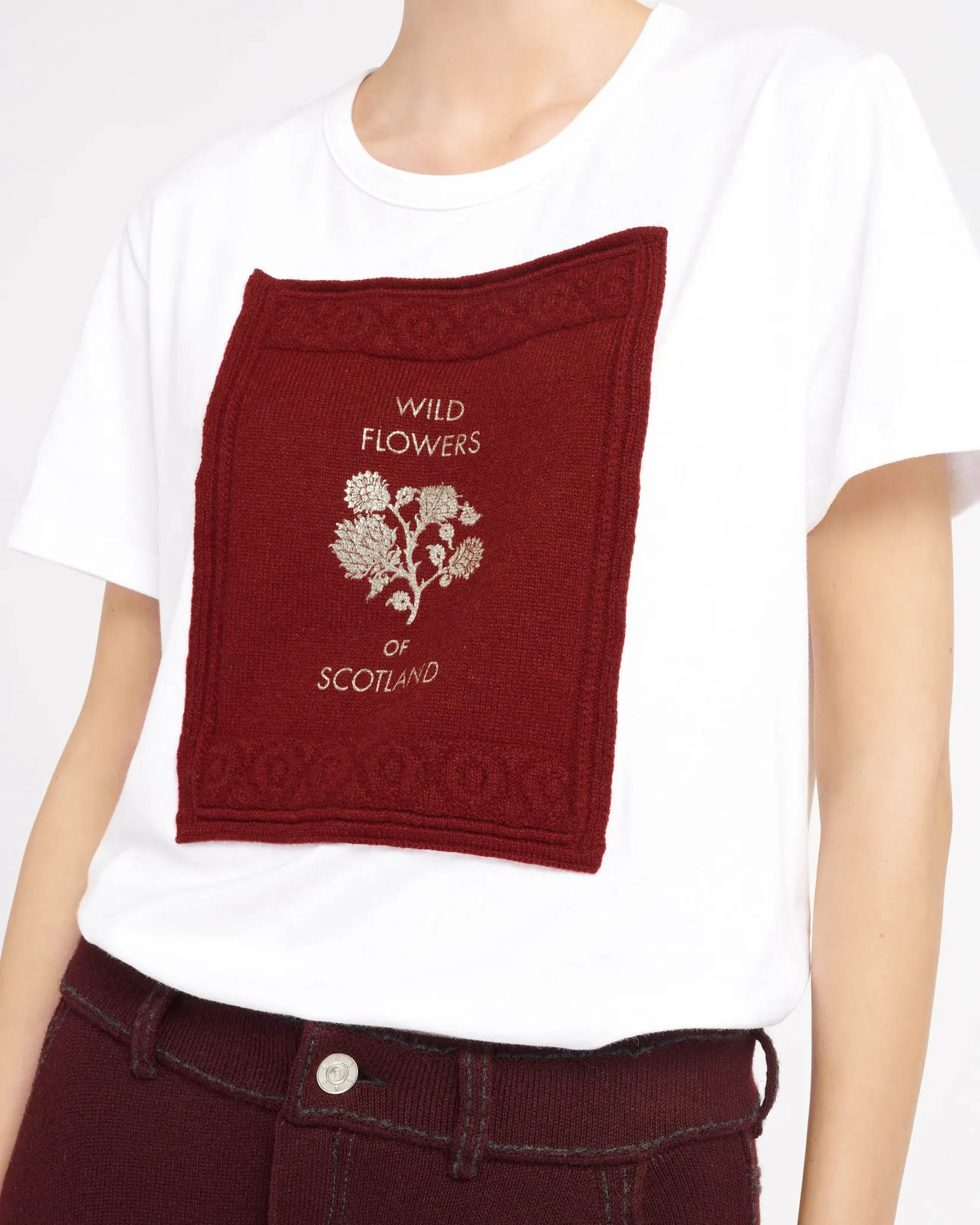 Women Barrie T-shirt with printed cashmere patch