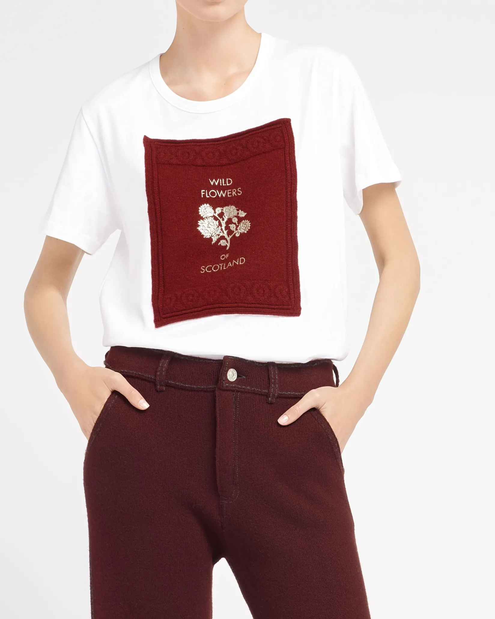 Women Barrie T-shirt with printed cashmere patch