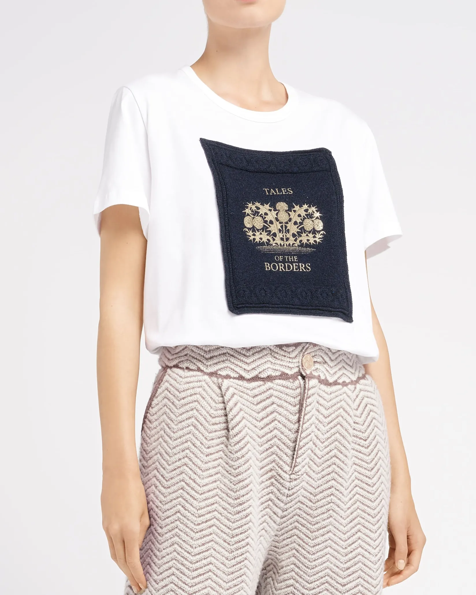 Women Barrie T-shirt with printed cashmere patch