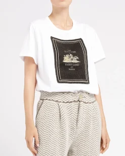 Women Barrie T-shirt with printed cashmere patch