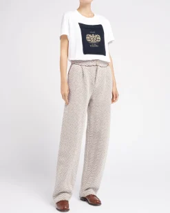Women Barrie T-shirt with printed cashmere patch