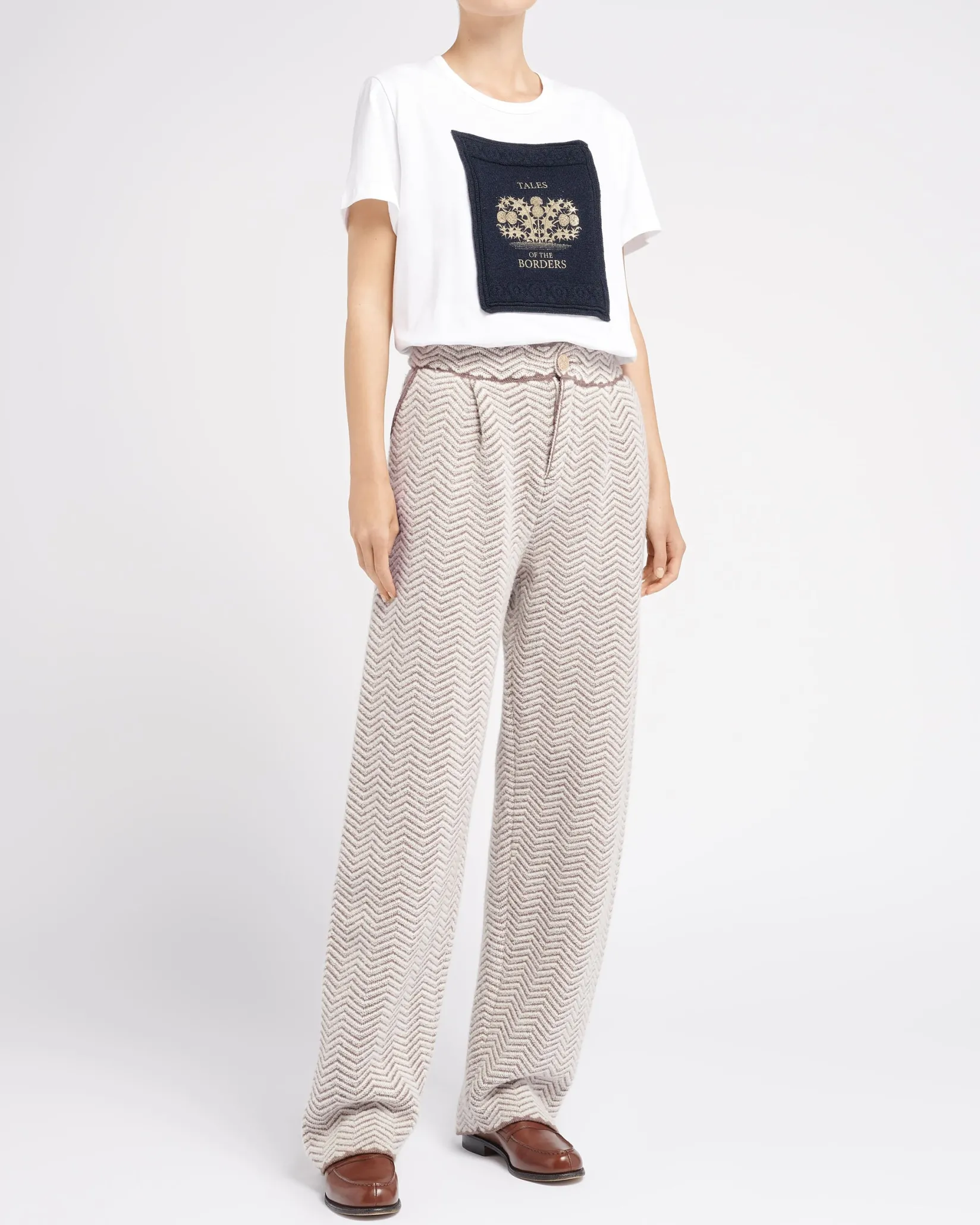 Women Barrie T-shirt with printed cashmere patch