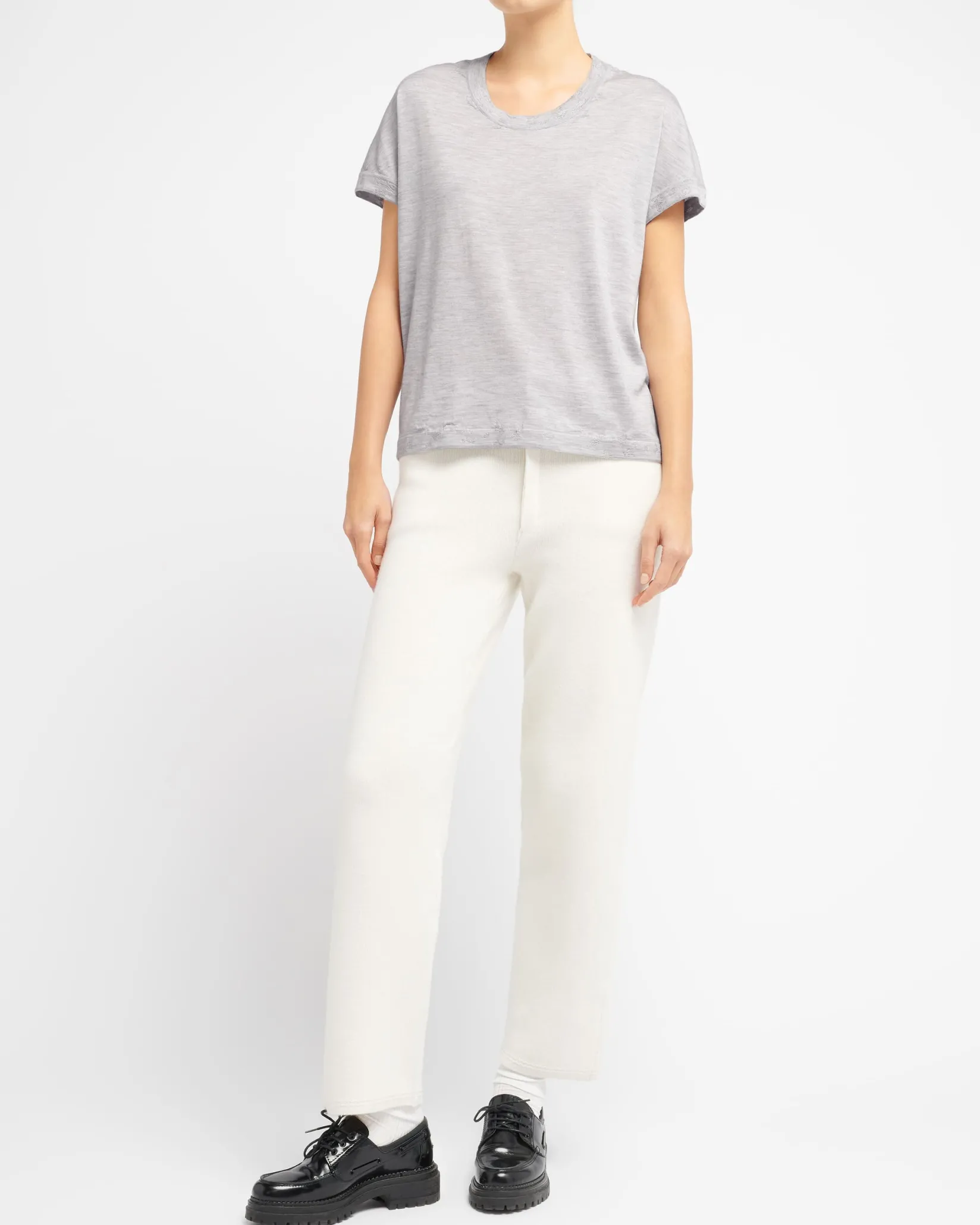 Women Barrie Ultra-fine cashmere round-neck top