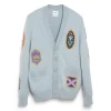 Barrie V-neck cardigan with Scottish symbols in cashmere