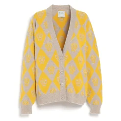 Women Barrie V-neck cashmere and wool cardigan with a butterfly motif