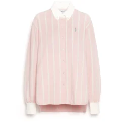 Women Barrie Wide striped cashmere and cotton shirt
