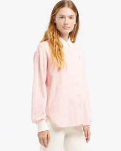 Women Barrie Wide striped cashmere and cotton shirt
