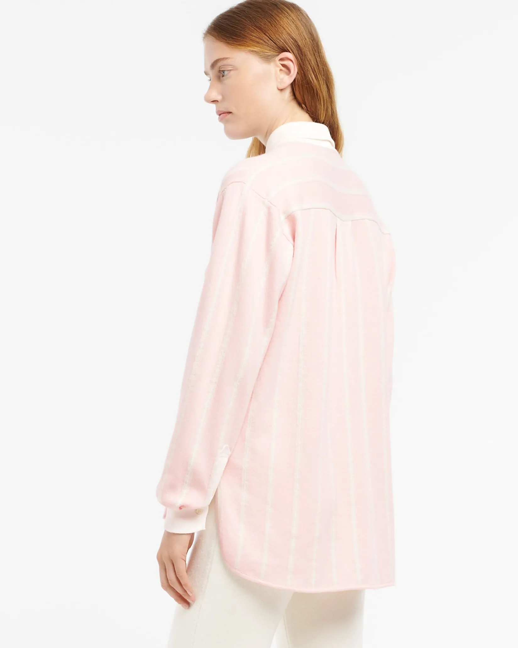 Women Barrie Wide striped cashmere and cotton shirt