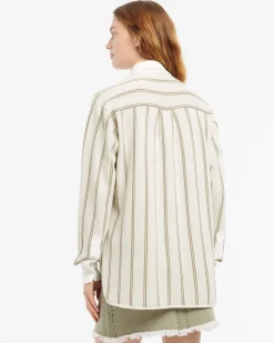 Women Barrie Wide striped cashmere and cotton shirt