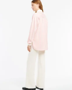 Women Barrie Wide striped cashmere and cotton shirt