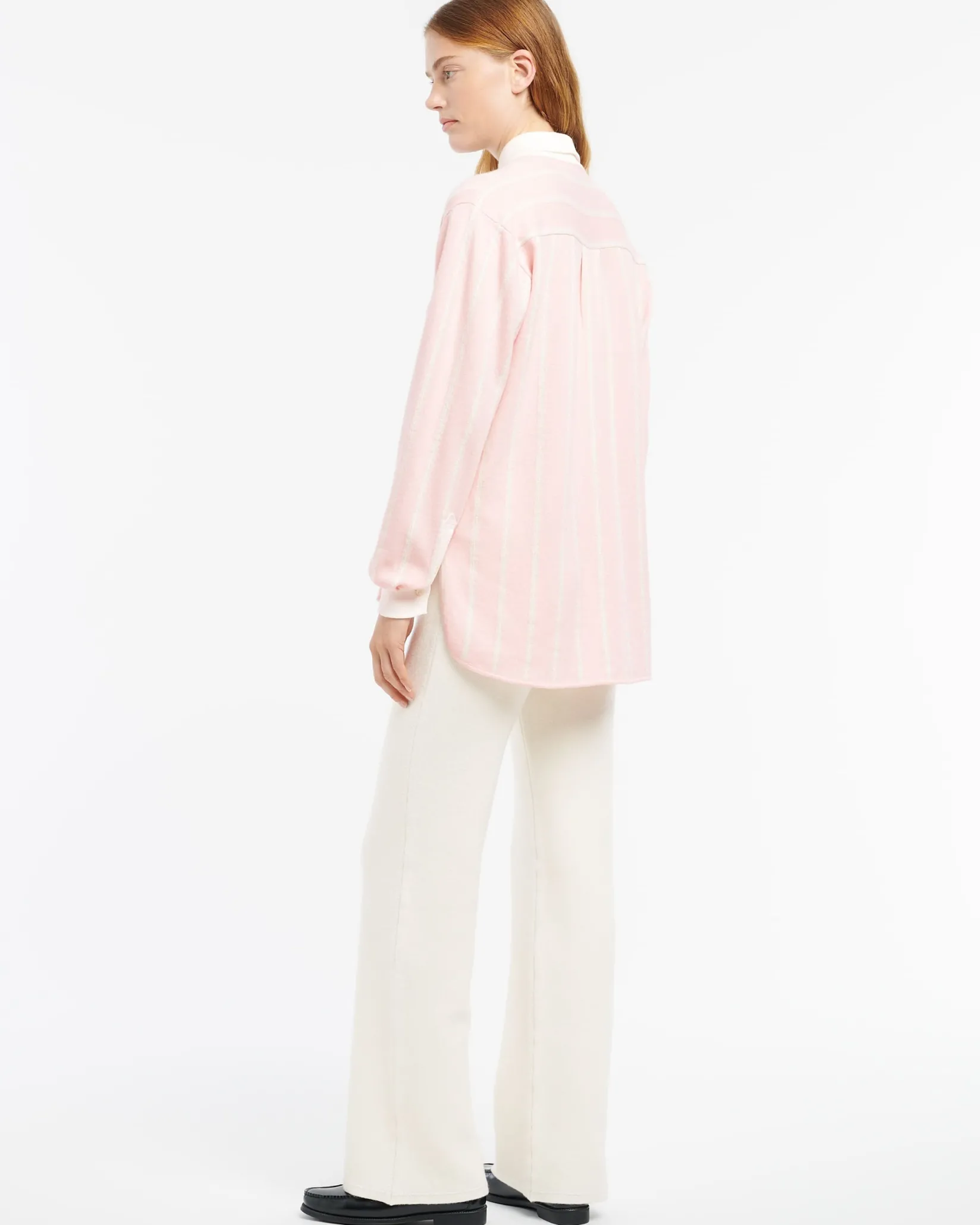 Women Barrie Wide striped cashmere and cotton shirt