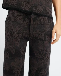 Women Barrie Wide-leg cashmere trousers with thistle motif