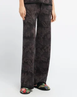 Women Barrie Wide-leg cashmere trousers with thistle motif