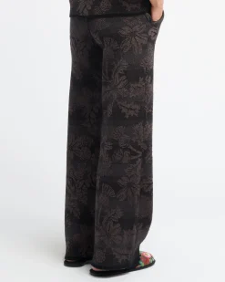 Women Barrie Wide-leg cashmere trousers with thistle motif