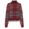 Women Barrie Zip-neck jumper in cashmere and wool with a tartan motif